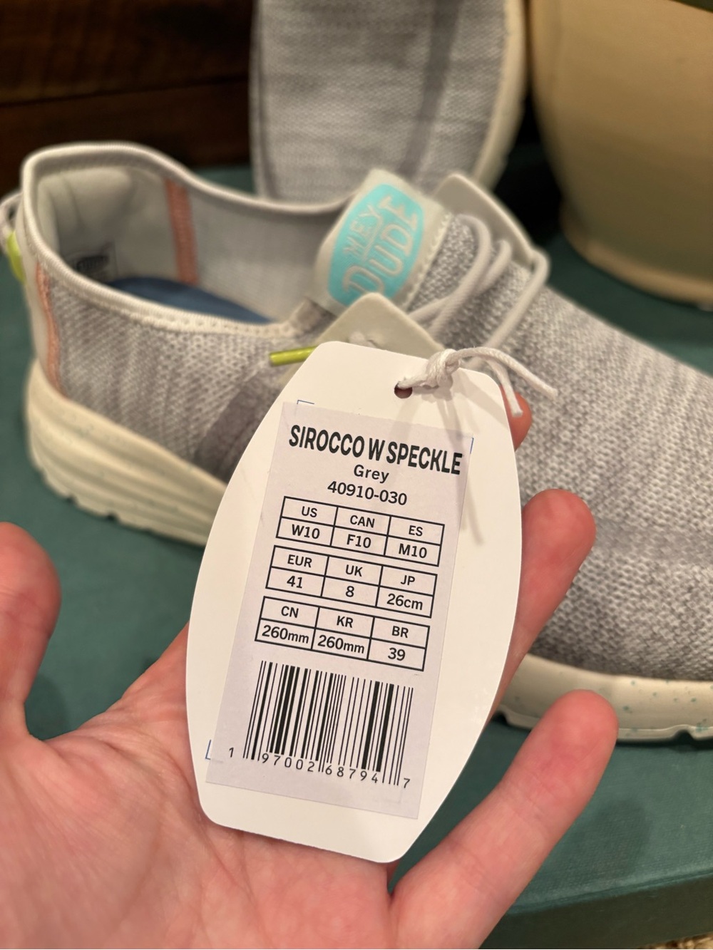 Hey Dude Sirocco Speckle Grey Neon Women’s Shoes NWT - Picture 10 of 16